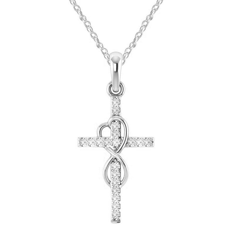 Heart Hollowed Pendant Minimalist Cross Necklace