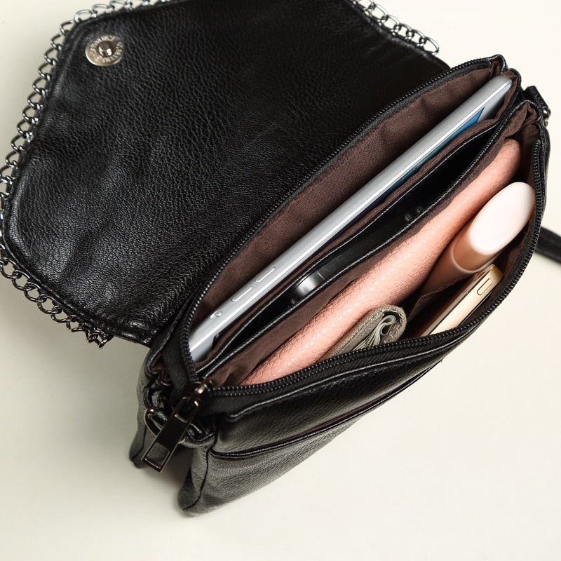 NIGEDU Casual Crossbody Messenger Bag black PU Leather