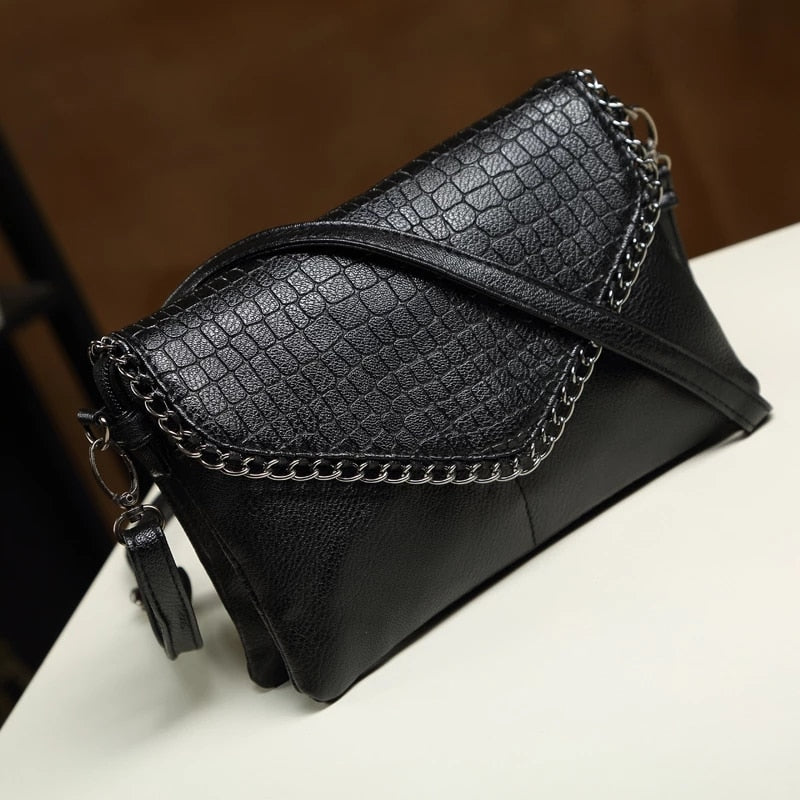 NIGEDU Casual Crossbody Messenger Bag black PU Leather