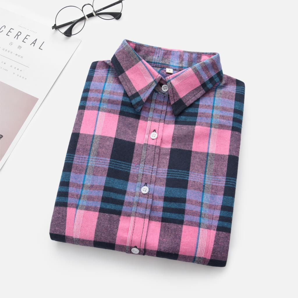 Female shirt plaid shirt women slim long sleeve cotton Blouse