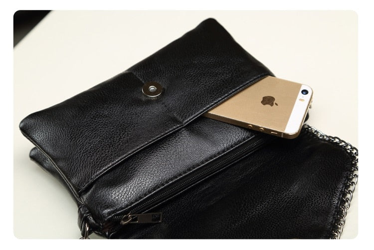NIGEDU Casual Crossbody Messenger Bag black PU Leather