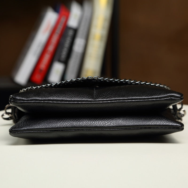 NIGEDU Casual Crossbody Messenger Bag black PU Leather