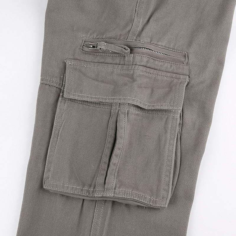 Women Cargo Trousers Straight Cargo Jeans