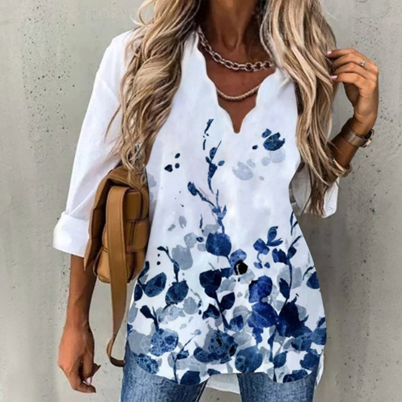 Fashion Clothing Long Sleeve Printed Shirts Oversized Tops Blouses